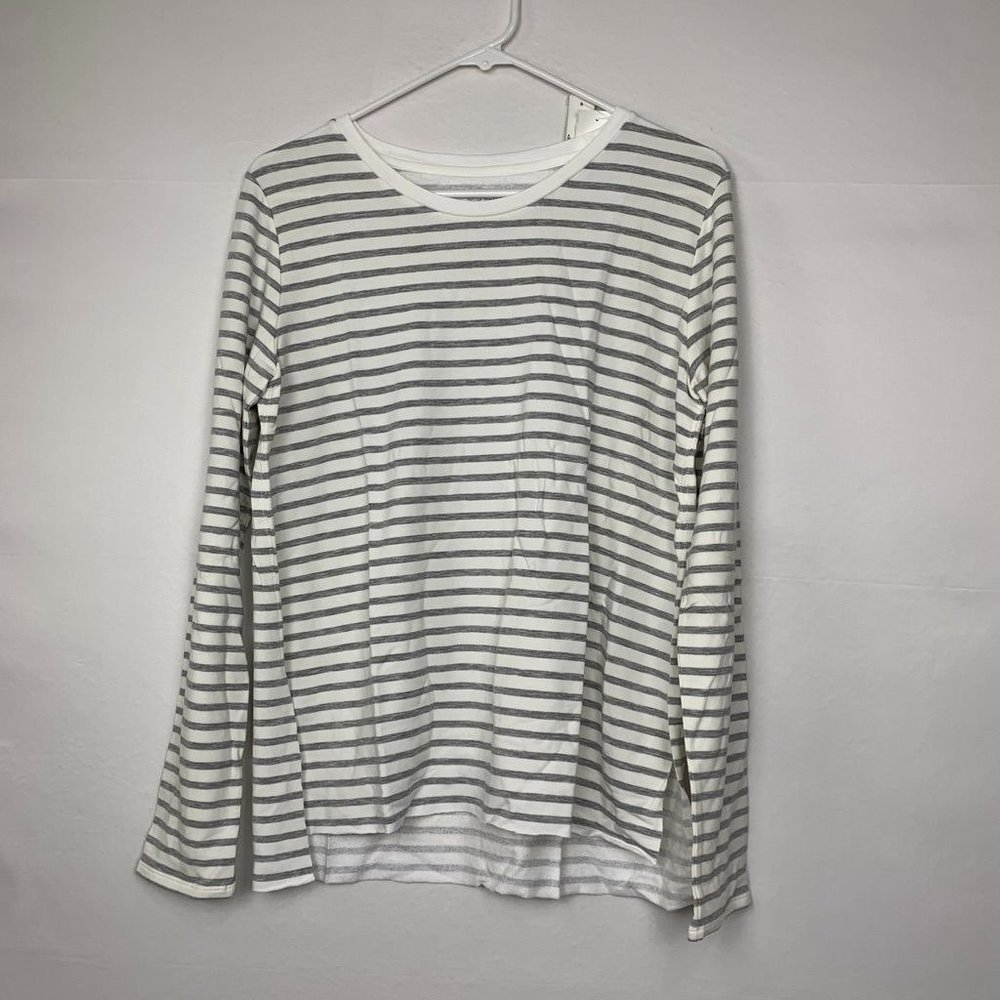 NWT Majestic Filatures Long Sleeve Stripe Pullover Sweatshirt Tee Grey 3 - Picture 6 of 10